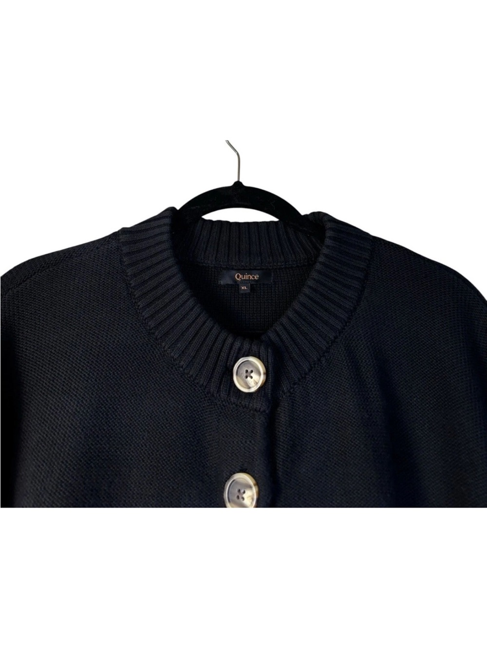 QUINCE 100% Organic Cotton Cropped Cardigan Black Size XL Extra Large - Picture 5 of 5